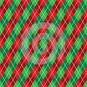 Seamless red and green argyle Christmas wrapping paper pattern.