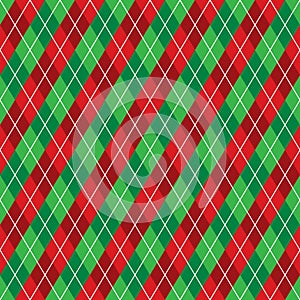 Seamless red and green argyle Christmas wrapping paper pattern. photo