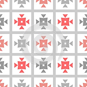 Seamless red, grey and white geometric pattern. Modern stylish repeating background. Repeating stylish tiling