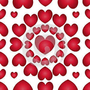 Seamless red hearts pattern. Vector. Isolated background. The idea for the cover, Wallpaper, wall, cloth, case.