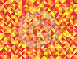 Seamless Red, Orange and Yellow Squares and Triangles Geometric Pattern Background with Mosaic Effect