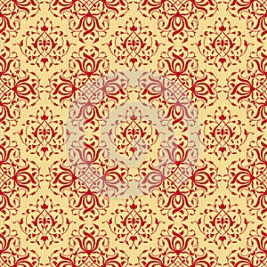 Seamless red pattern, traditional Persian, East decor.