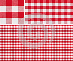 Seamless red picnic tablecloth checked pattern and result samples