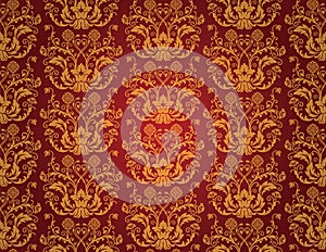 Seamless red vintage wallpaper