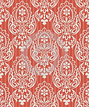 Seamless red and white floral wallpaper