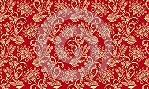 Seamless red and yellow floral wallpaper