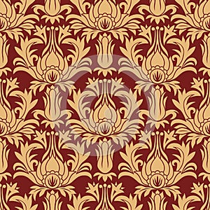 Seamless red and yellow flower pattern