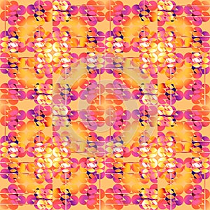 Seamless regular circles pattern yellow orange white pink violet purple overlaying
