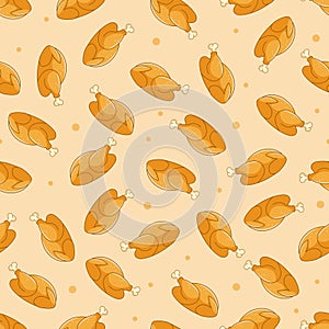 Seamless repeat pattern with baked birds in cartoon