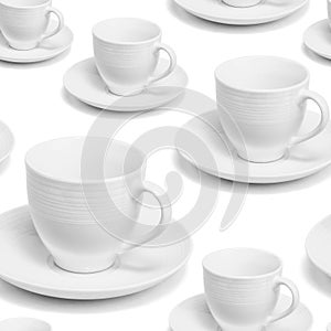 Seamless repeat pattern white porcelain cup