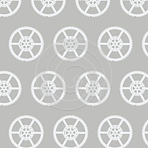 Seamless repeat vector pattern of steampunk gear wheels textured on grey background