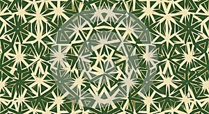 Geometric Starburst Pattern - Green and Beige Abstract Background