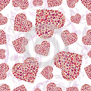 Seamless repeating pattern of abstract hearts