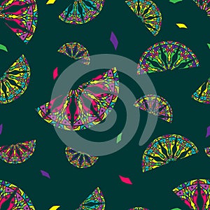 Seamless repeating pattern of abstract lemon slices