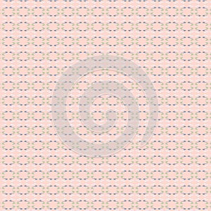 Seamless repeating pattern: blue, white, green curls on a pink background.