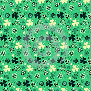 Seamless repeating pattern from clover to St. Patrick`s Day