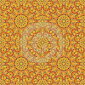 Seamless repeating pattern of colored mandala