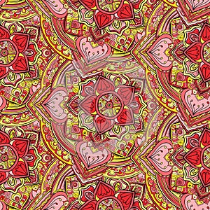 Seamless repeating pattern of colored mandalasnd