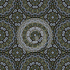 Seamless repeating pattern of colored mandalas