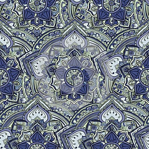 Seamless repeating pattern of colored mandalasnd