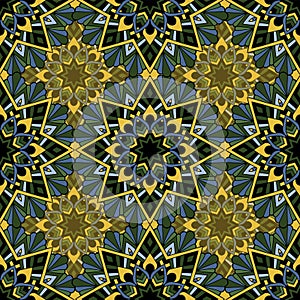 Seamless repeating pattern of colored mandalasnd