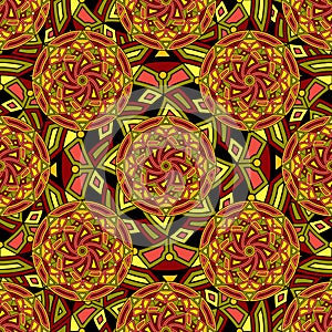 Seamless repeating pattern consisting of colored mandal photo