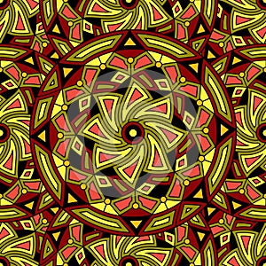 Seamless repeating pattern consisting of colored mandal