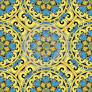 Seamless repeating pattern consisting of colored mandal
