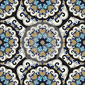 Seamless repeating pattern consisting of colored mandal