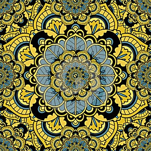 Seamless repeating pattern consisting of colored mandal.Vector