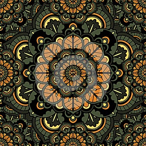 Seamless repeating pattern consisting of colored mandal.Vector