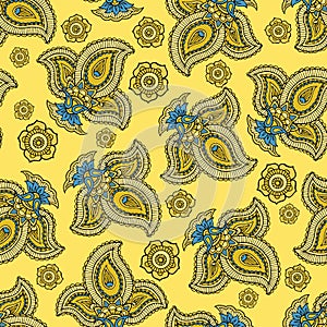 Seamless repeating pattern consisting of colored patterns buta