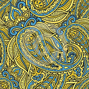 Seamless repeating pattern consisting of colored patterns buta