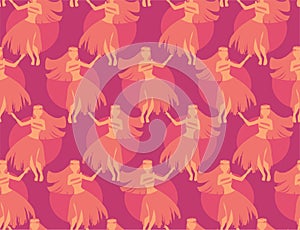 Seamless repeating pattern of hula dancers