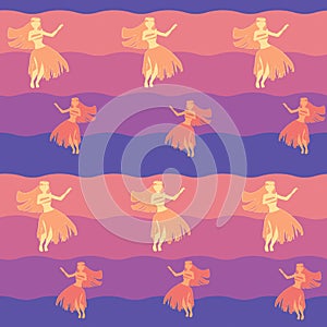 Seamless repeating pattern of hula dancers