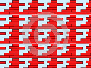 Seamless Repeating Pattern of Red 3D Bricks on a Light Blue Background