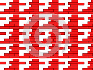 Seamless Repeating Pattern of Red 3D Bricks on a white Background