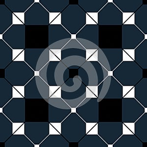 Seamless repeating pattern of squares, triangles and circles