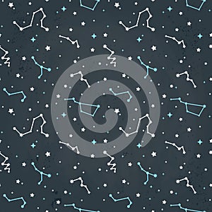 Seamless repeating pattern with of stars on a sky