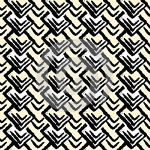 Seamless repeating textile ink brush strokes pattern in doodle grunge texture style.