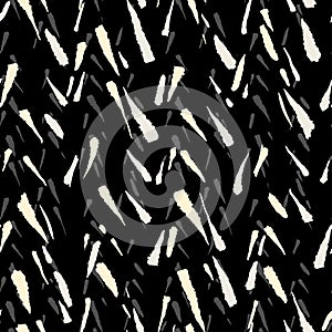 Seamless repeating textile, ink brush strokes pattern in doodle grunge texture style.