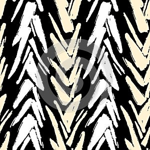 Seamless repeating textile ink brush strokes pattern in doodle grunge texture style.