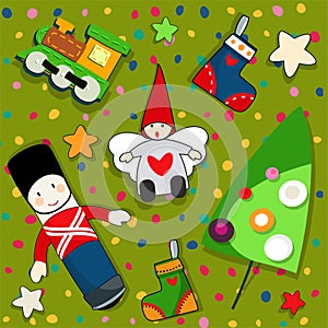 Christmas seamless pattern ornaments - vector