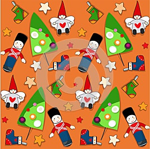 Christmas seamless pattern ornaments - vector