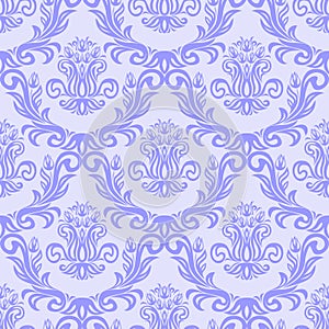 Seamless retro Damask Wallpaper with Tulip Flowers