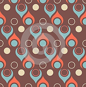 Seamless retro design of teardrop shapes and vintage colors.