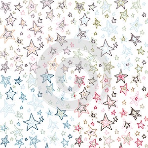 Seamless retro fifties stroke stars design pattern