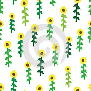 Seamless retro fifties sunflower field pattern