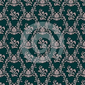 Seamless retro floral Wallpaper on turqoise