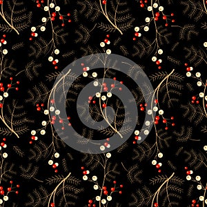 Seamless retro flower dark pattern